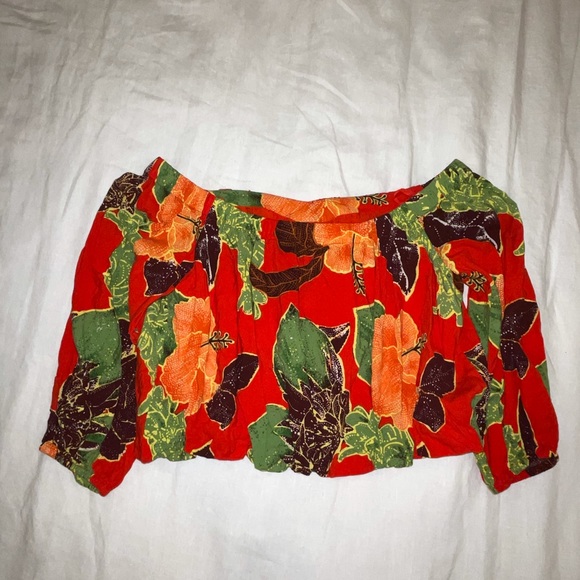 FREE PEOPLE off the shoulder pattered crop top - Picture 8 of 9